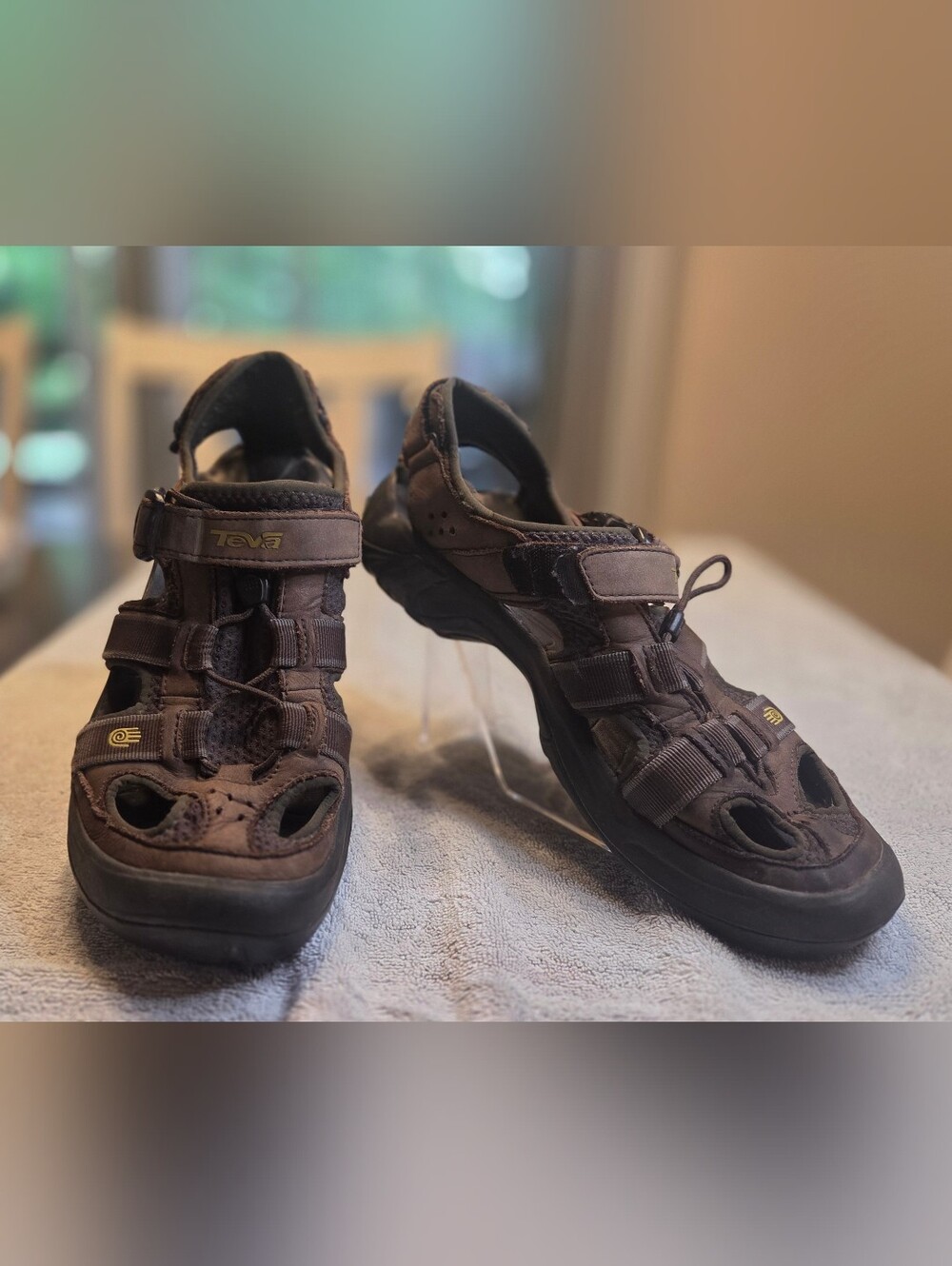 Teva Men's Omnium Suede Closed Toe Trail Hiking Sandals - Brown